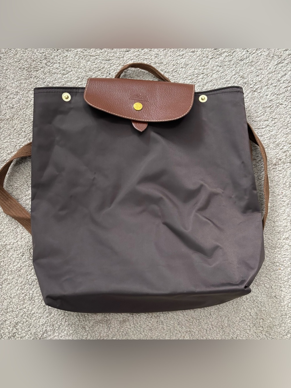 Longchamp La Pliage Brown M Chocolate Backpack Tote Bag